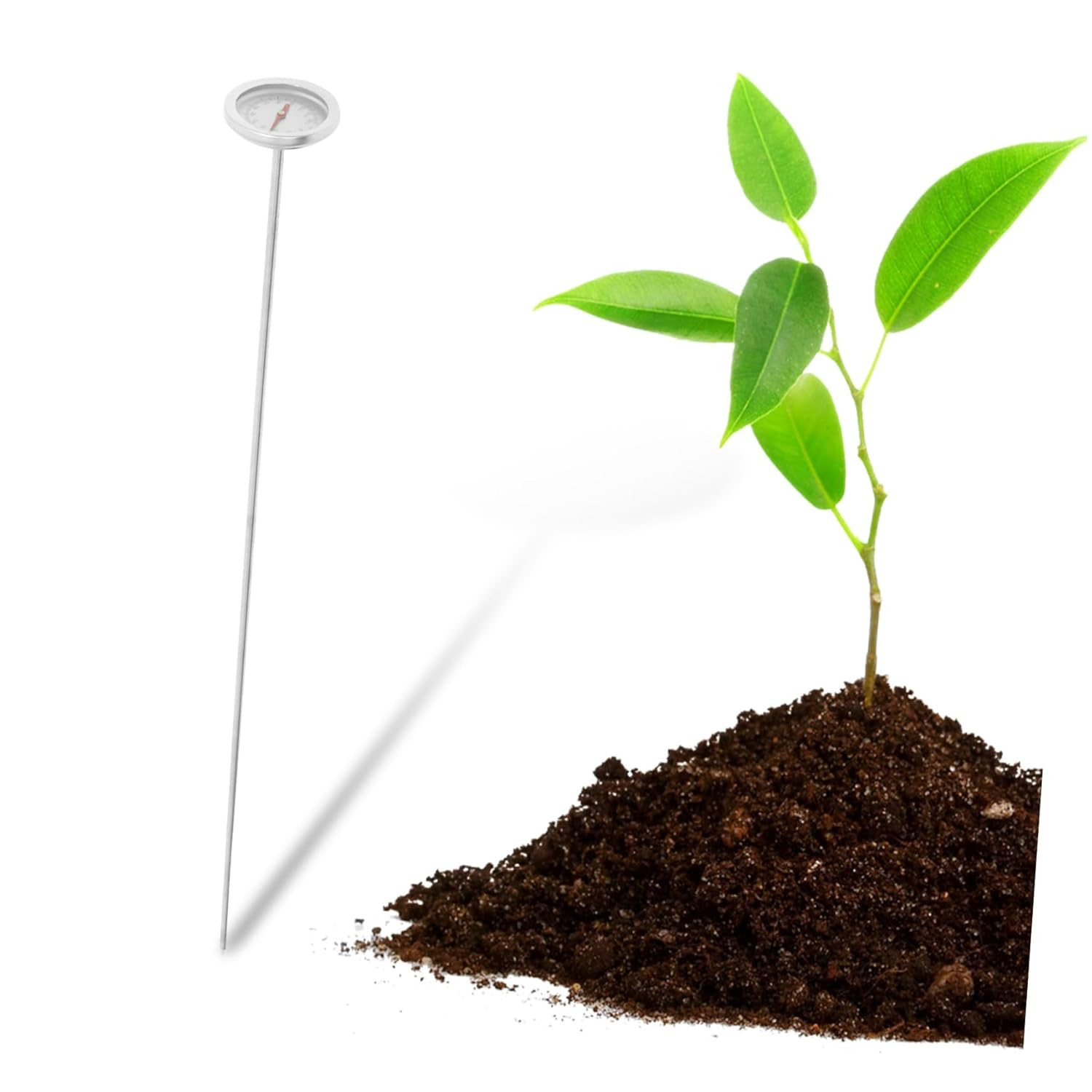 Backyard Compost Soil Thermometer Long Stem Stainless Steel Probe Garden Earth Temperature Measuring Tool User-Friendly Compact Design for Gardening and Composting image number 3