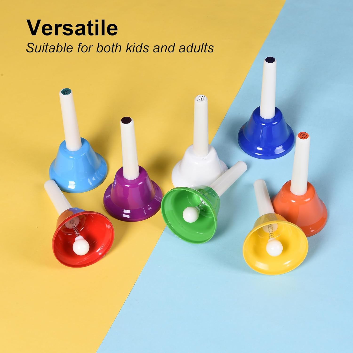 8 Note Hand Bells for Kids Adults, Colorful Merry Handbells Set Musical Instruments image number 2
