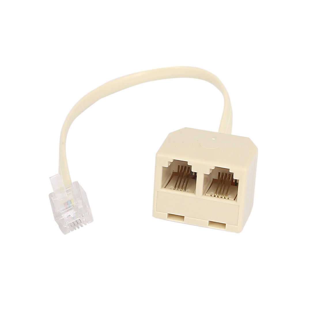 Uxcell RJ11 6P4C 1 Male to 2 Female Telephone Line Splitter Connector Beige image number 1