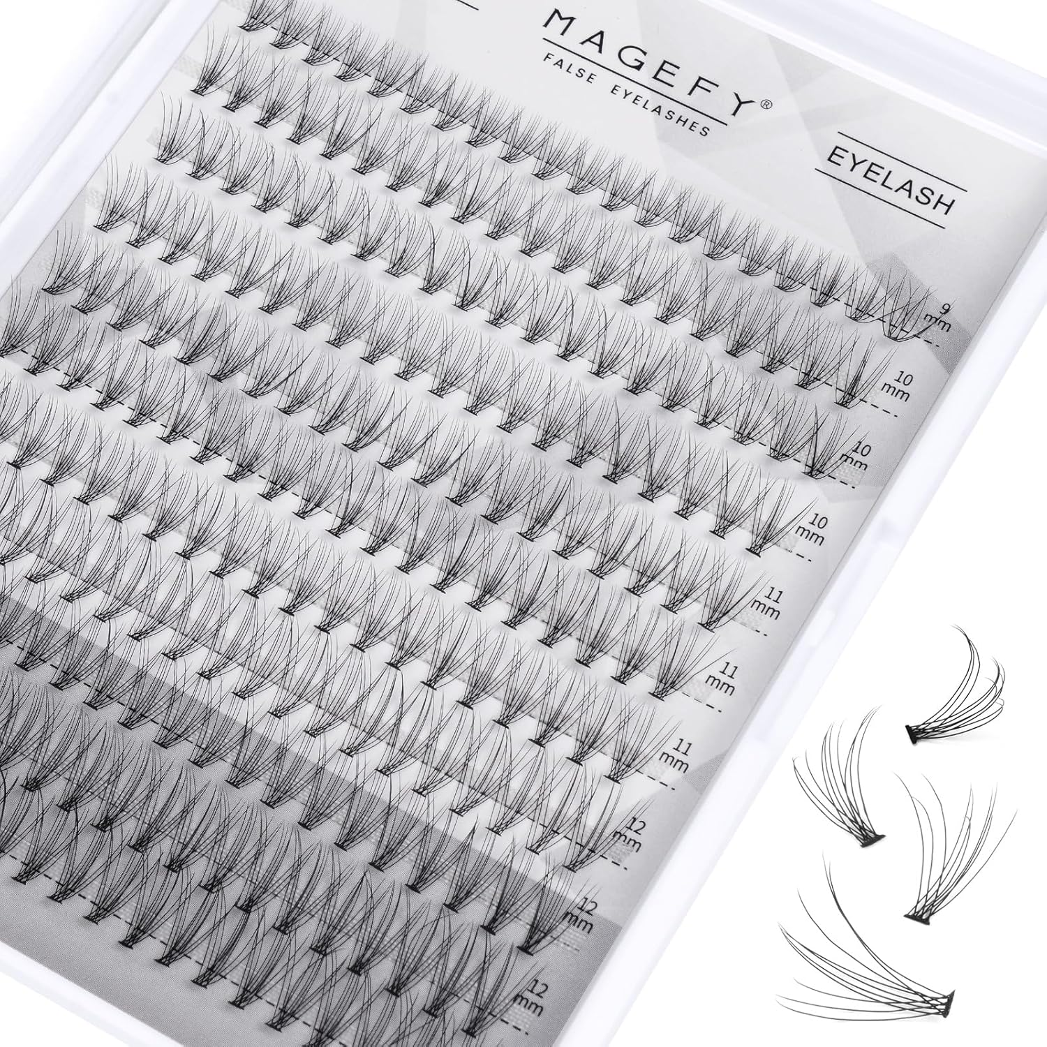 MAGEFY Eyelashes Cluster 10D 0.07C Lash Clusters 9-13Mm Individual Lashe Extension Reusable Eyelashes Clusters