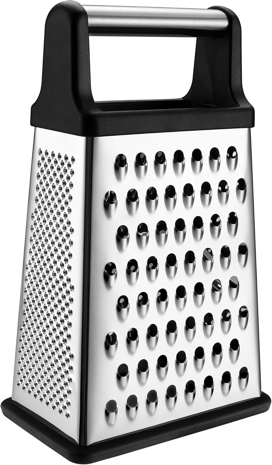 Professional Box Grater, Stainless Steel with 4 Sides, Best for Parmesan Cheese, Vegetables, Ginger, XL Size, Black
