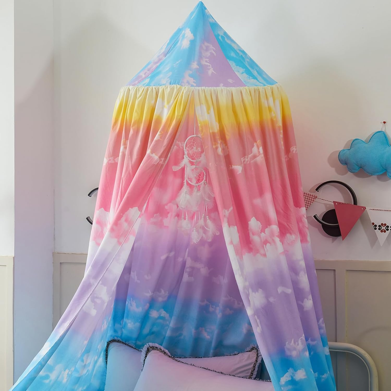 Princess Decor Canopy for Kids Bed, Soft and Durable Bed Canopy for Girls Room Tent Canopy Dreamy Mosquito Net Bedding, Children Reading Canopies Indoor (Rainbow) image number 6