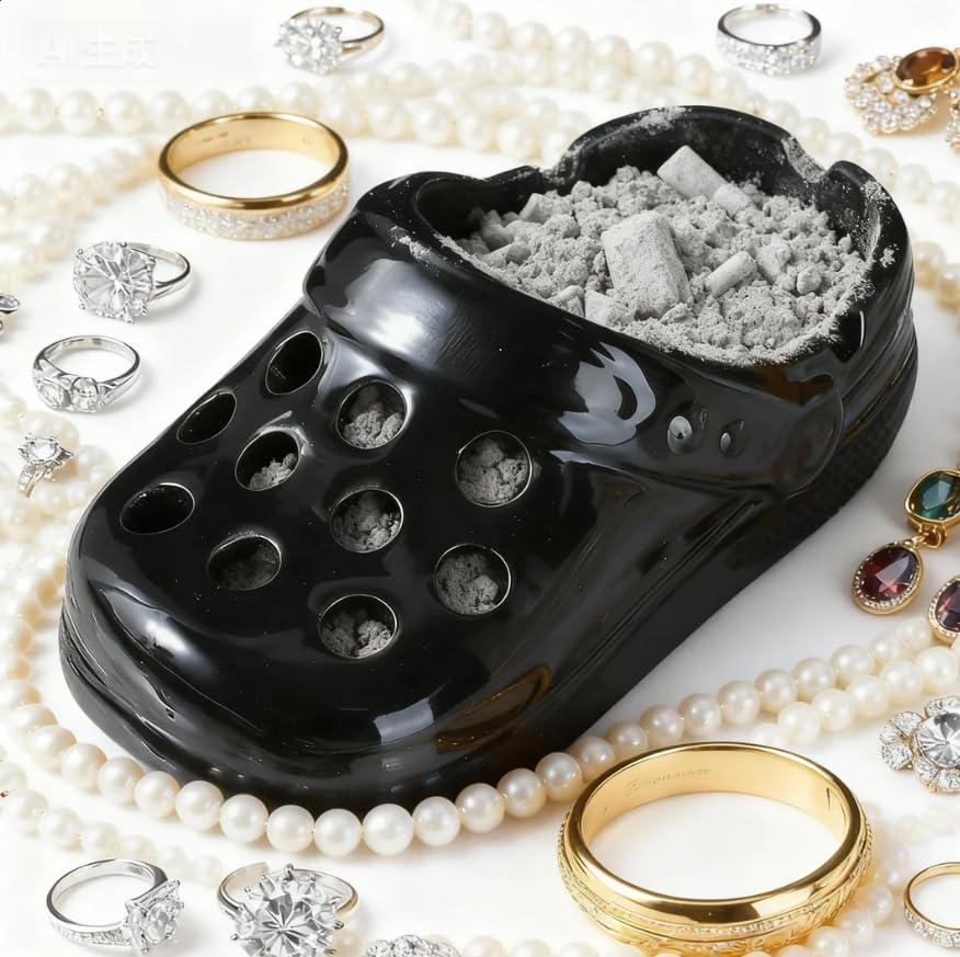 Kalione Ceramic Shoe-Shaped Ashtray, Decorative Holder, Indoor Outdoor Desktop Tray with Perforated Design,Home Decor, Office, Windproof Outdoor,Jewelry Tray,Black image number 2