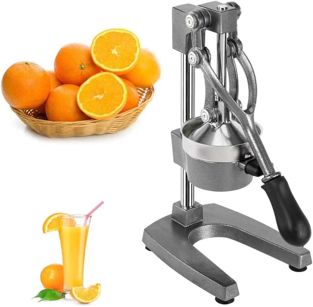 Cast Iron Citrus Juicer, Hand Press Juicer Machine for Orange Juice Pom Lime Lemon Juice, Large Commercial Lemon Squeezer and Orange Crusher, Easy to Clean, Gray image number 6