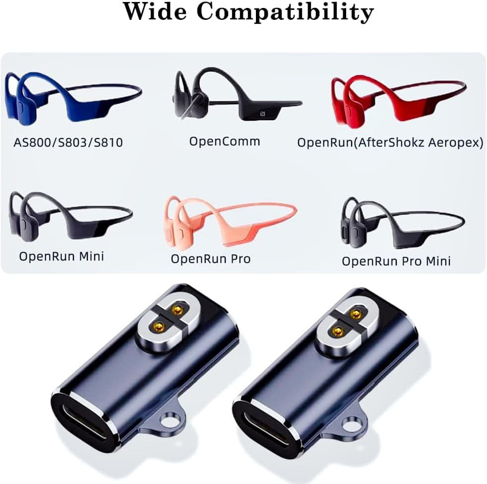 Sweguard Shokz Headphone Charger Adapter 3-Pack USB C Charging Adapter to Shokz Magnetic Converter Compatible with Aftershokz Aeropex, Shokz Openrun Pro/Air/Mini, Opencomm 2/UC