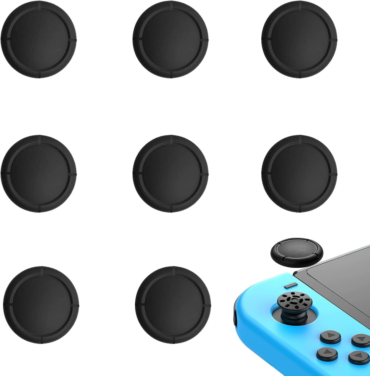 Replacement Joystick Covers for Nintendo Switch/Oled/Lite, Silicone Analog Joystick Cover Thumb Stick Cap, Thumb Grips for Nintendo Switch Joycon, Analog Stick Cover (8PCS Black)