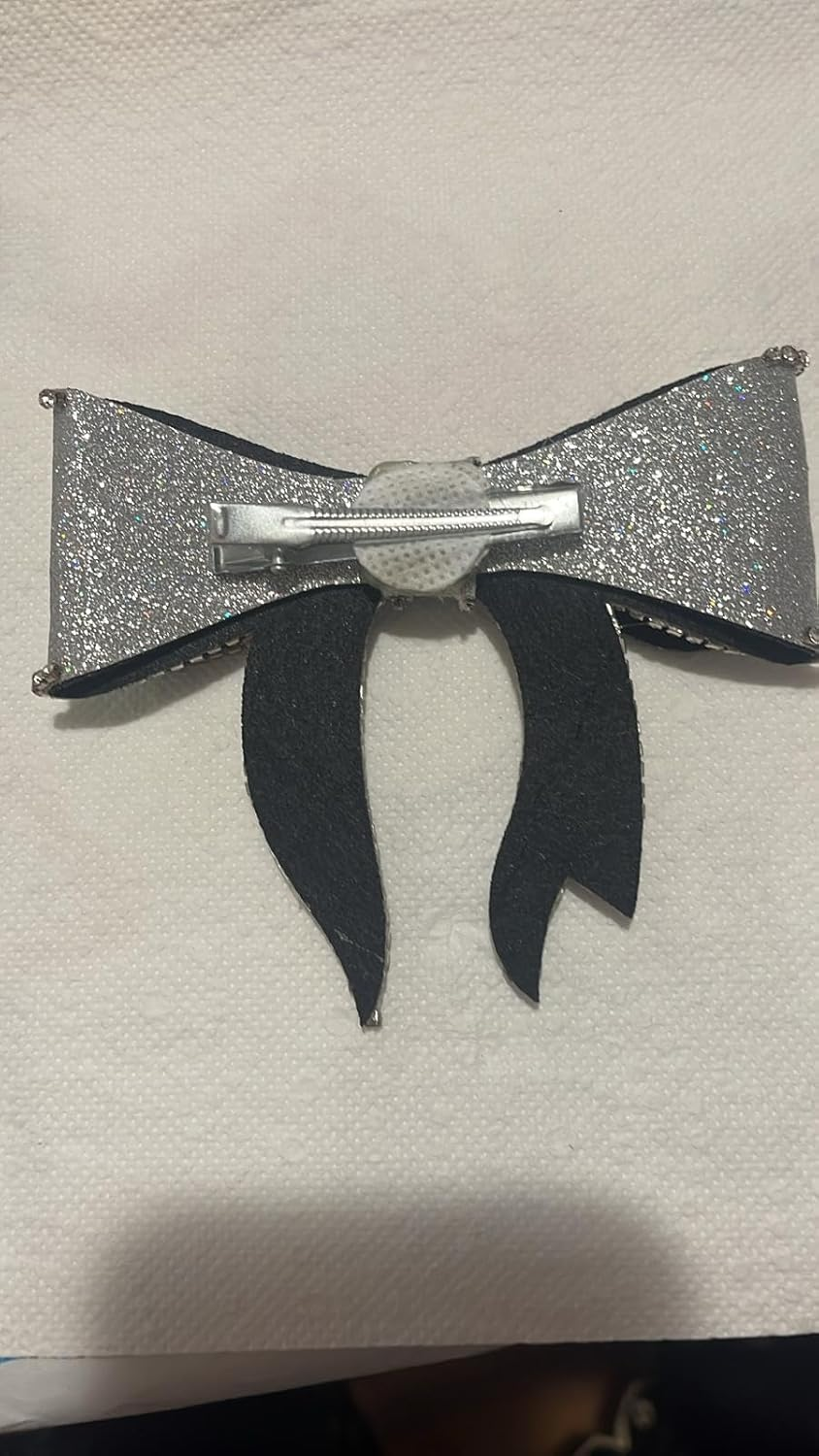 NTY Collections Rhinestone Bow Hair Clips &ndash; Sparkly French Design Barrettes, Crystal Bow-Knot Hair Accessories for Women & Girls, Party, Halloween, and Special Occasion Hairstyles -Pack of 1, Silver