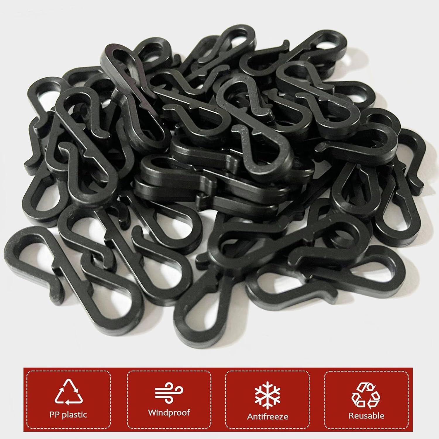 Pack of 100 Holiday Light Clips Christmas Light Clips Outdoor Hang String Lights Clips Hooks for Christmas Decoration String Lights Weatherproof Outdoor Lights Clips for Halloween Xmas image number 1