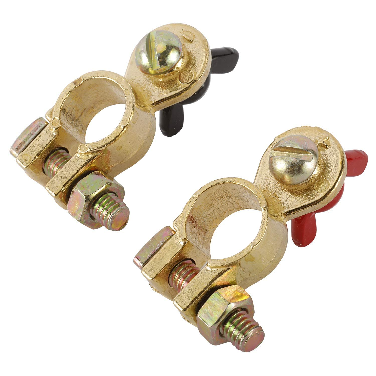 1 Pairs Car Battery Terminals Connectors, Battery Master Switch Battery with Red and Black Coated Wing Nuts Terminal Link Switch for Motorcycle Boat Truck Car Van image number 3