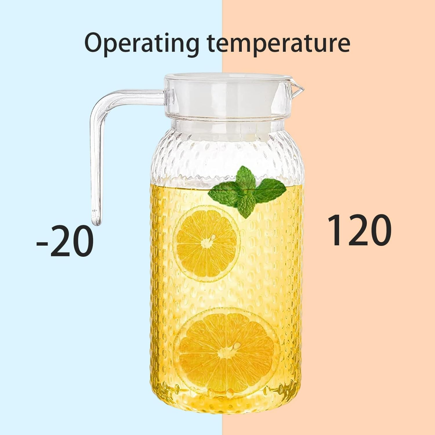 Fridge Jug, Water Jug with Lid 2Pcs Heat Resistant Juice Jugs Unbreakable 1L Pitcher Bpa-Free Clear for Lemonade, Iced Tea, Milk image number 2