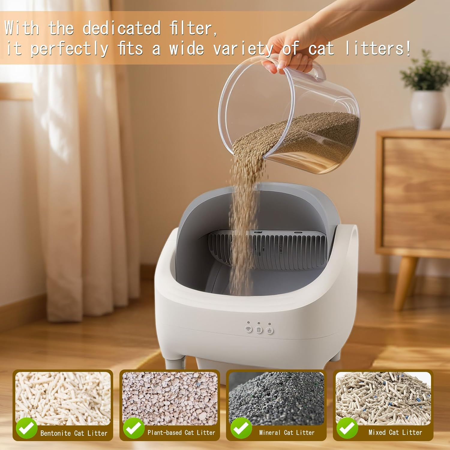 Self Cleaning Cat Litter Box, Open Top Automatic Cat Litter Box for Multiple Cats with App Control and Safety Protection, Odor-Free Waste Disposal Includes Trash Bags image number 4