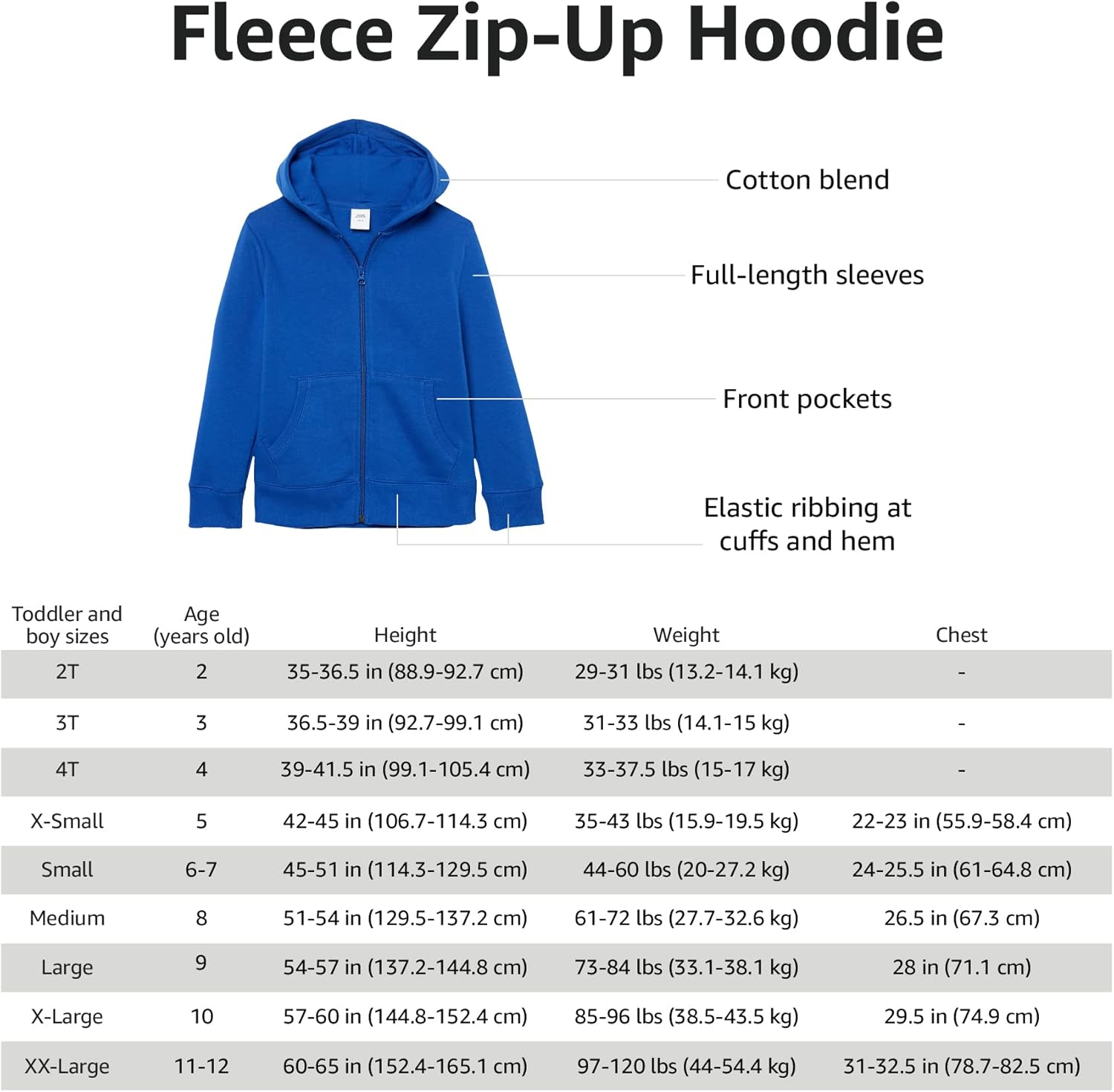Amazon Essentials Boys' Fleece Zip-Up Hoodie Sweatshirt, Maroon, Medium image number 2