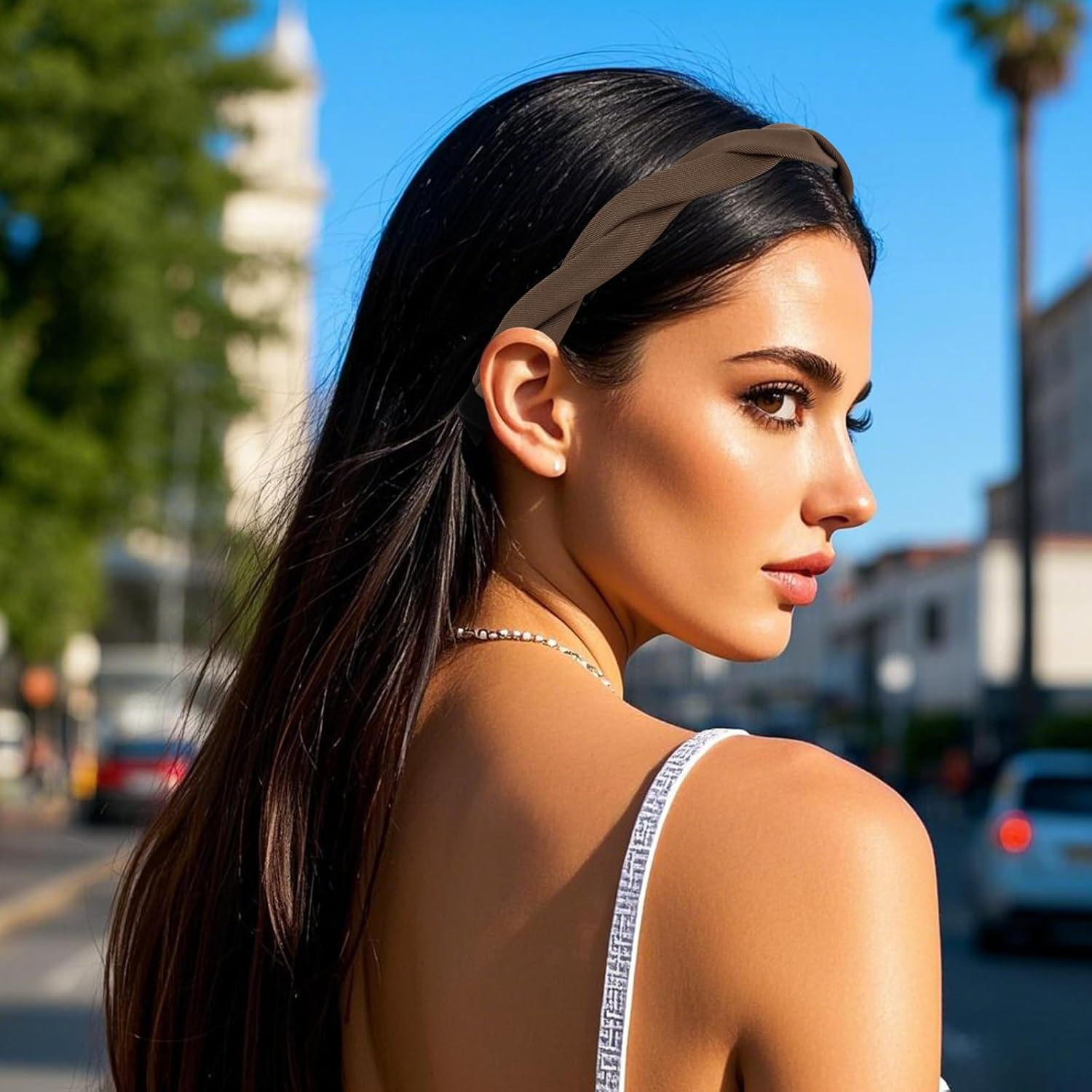 KIUEZIR Pack of 4 Criss-Cross Headbands - Earth Tone Mix with Non-Slip Comb and Ends, Twisted Hair Bands for Women, Fashion Accessories, Perfect for Everyday/Training/Styling, Thin/Thick Hair image number 2