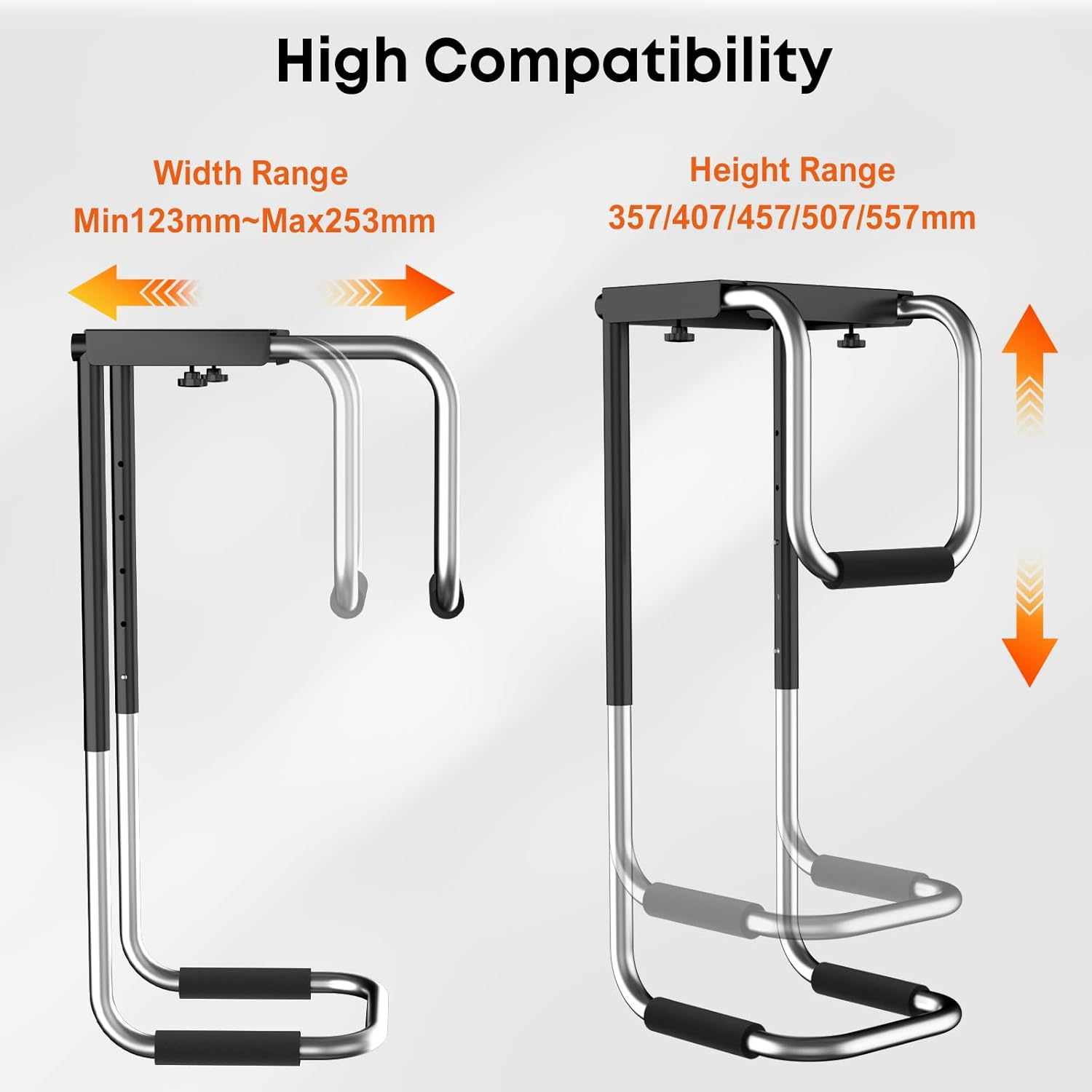 Heavy Duty Adjustable Under-Desk PC Mount Fits Most Computer Cases, Computer Case Holder with Protective Padding, Good Air Circulation, Supports up to 30 Kg, Black image number 5