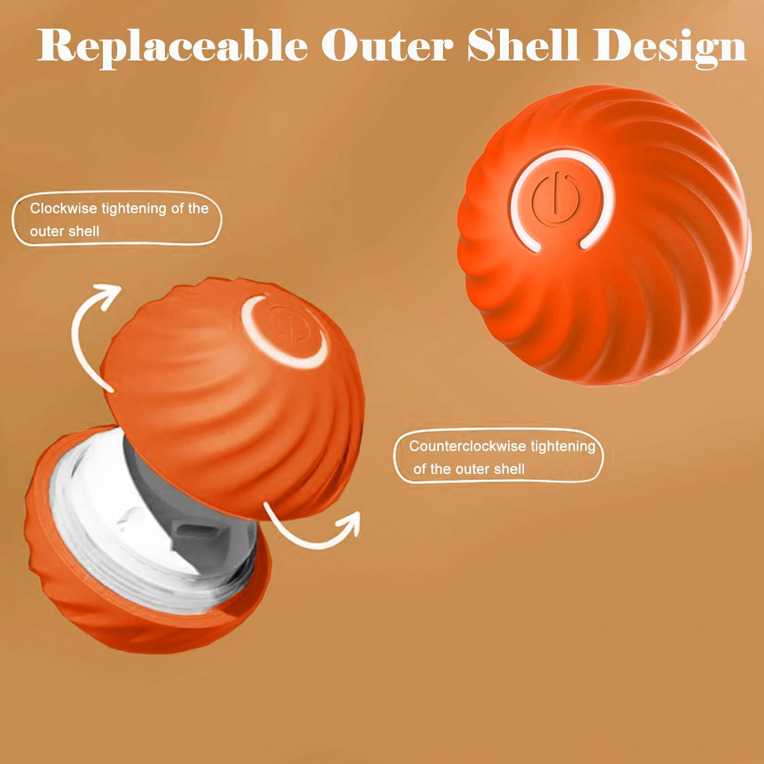 Petgravity Interactive Dog Toys Ball,Automatic Bouncing Rotating Ball,Usb Rechargeable，[2025 Newly Upgraded] Large Size 6.7Cm，Removable Shell for Water Washing，Add a Silent Protective Cover. image number 2