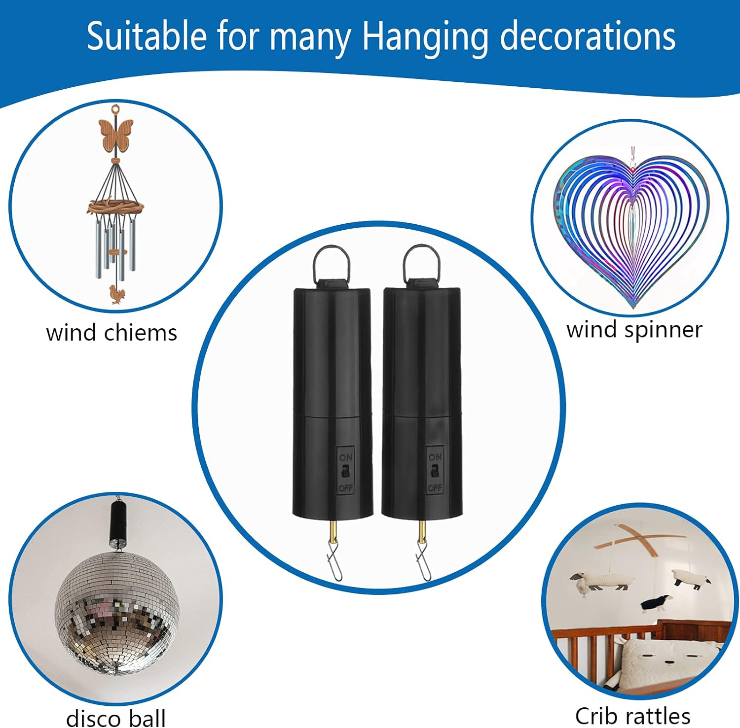 2 Pack Wind Spinner Motor Hanging Display Motor Battery Operated 20 RPM Rotating Motor Multi-Purposes for Wind Spinner Mobile Yard Decor Hanging Ornament Outdoor Sculptures-Medium Speed (2 Pcs Black) image number 2
