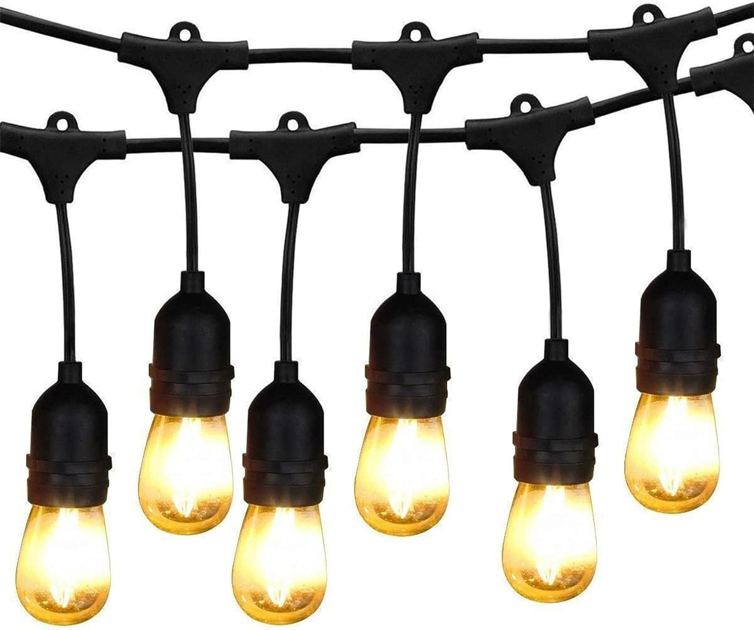 BRIMAX - 49Ft Outdoor Patio Led Edison String Lights for Caf&eacute; outside Lights D&eacute;cor, 15 E27 Socket,15+1 2W S14 LED Non-Dimmable Filament Bulb, for Christmas Decoration image number 2