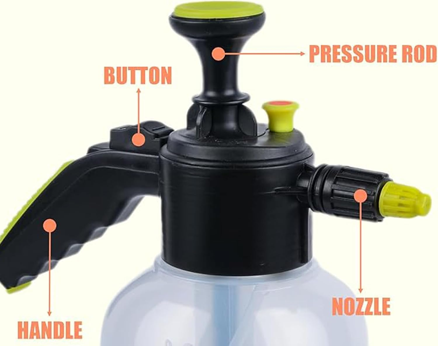 2L Fine Mist Spray Bottle, Hand Held Garden Sprayer Pump Pressure Water Sprayers, Empty Water Sprayer Watering Can with Adjustable Nozzle for Indoor and Outdoor Gardening and Home Cleaning image number 2
