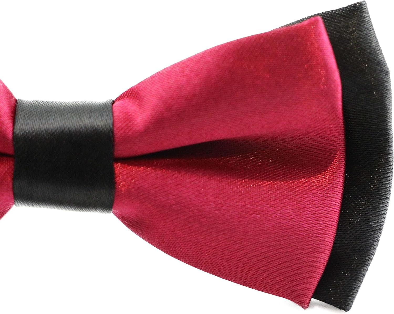 Boys Dark Red Two Tone Layer Bow Tie Black, Dark Red image number 1