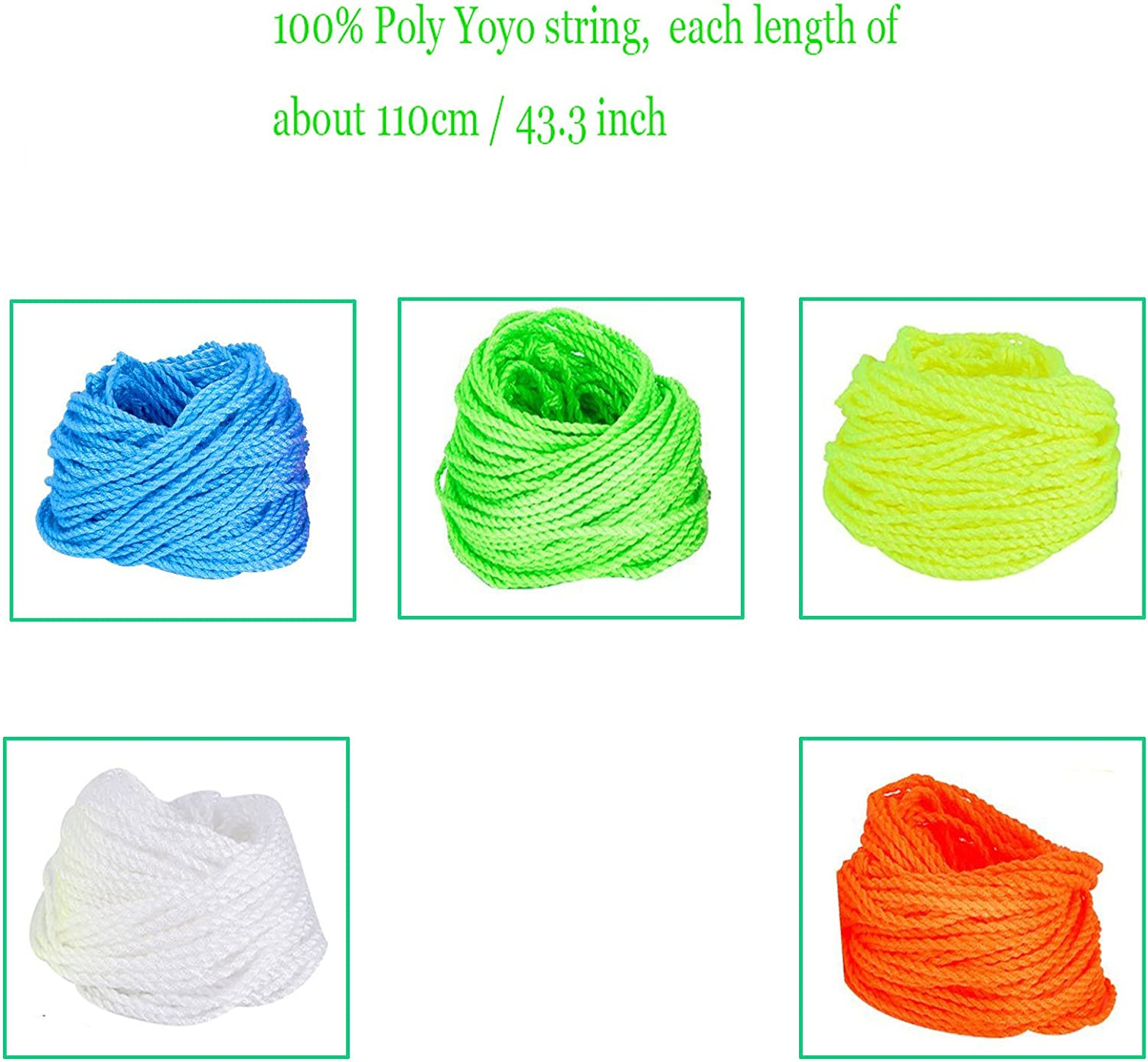 MAGICYOYO 100% Polyester Professional Yoyo Strings for Responsive and Non Responsvie Yoyos - Pack of 25Blue Green Whiteyellow Orange image number 4