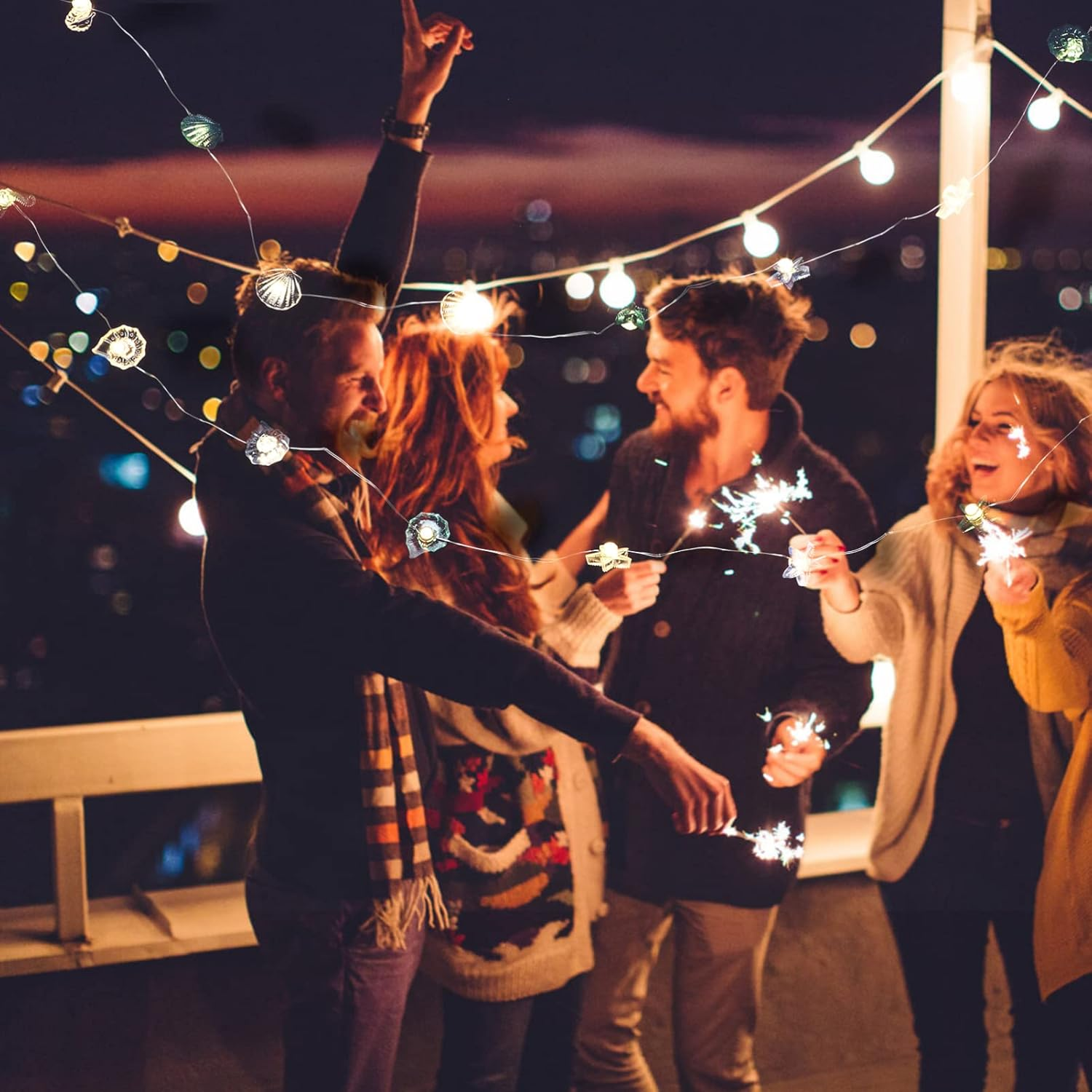 Abaodam Ocean Themed Fairy String Lights Nautical D&eacute;cor Sea Shells Seahorse Conch Cute Decorative Lights for Holiday Party image number 6