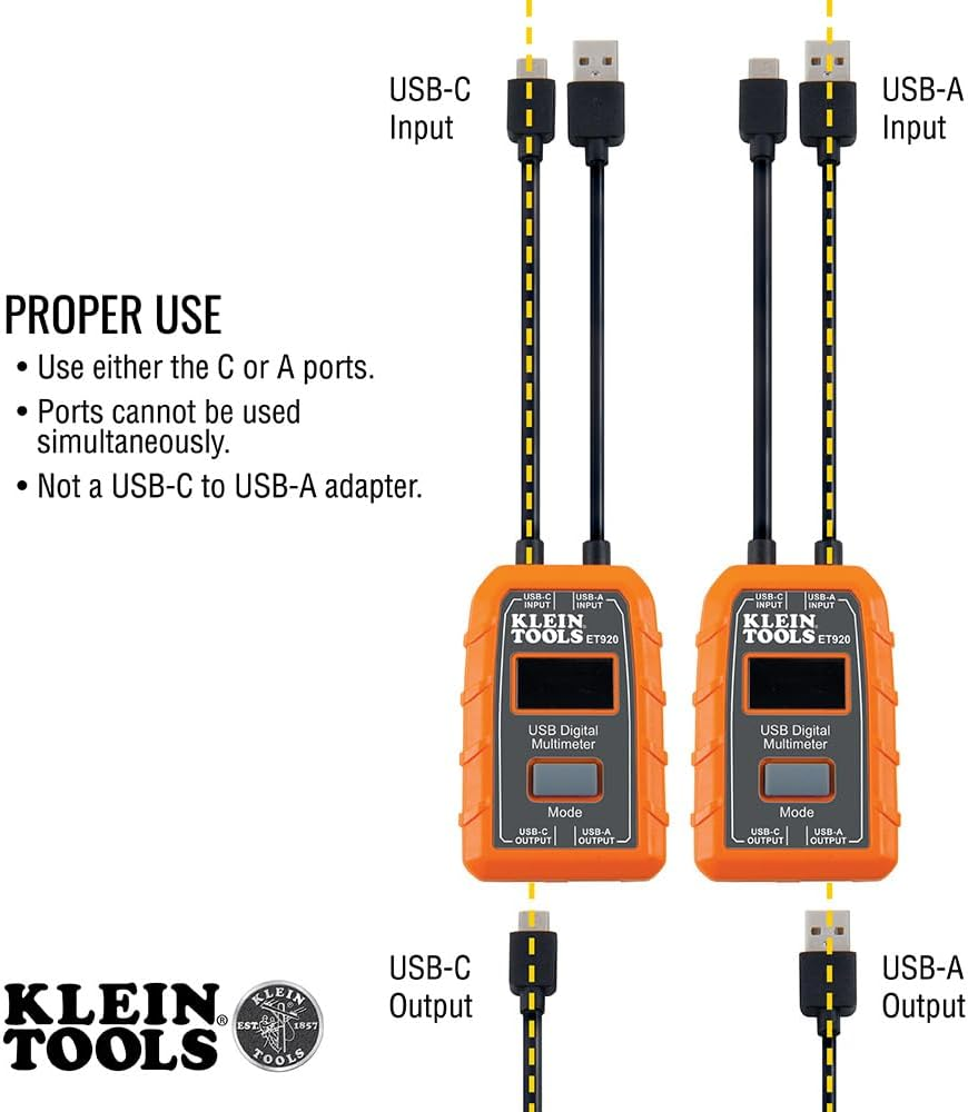 KLEIN TOOLS USB-A and USB-C Digital Meter, ET920 image number 1