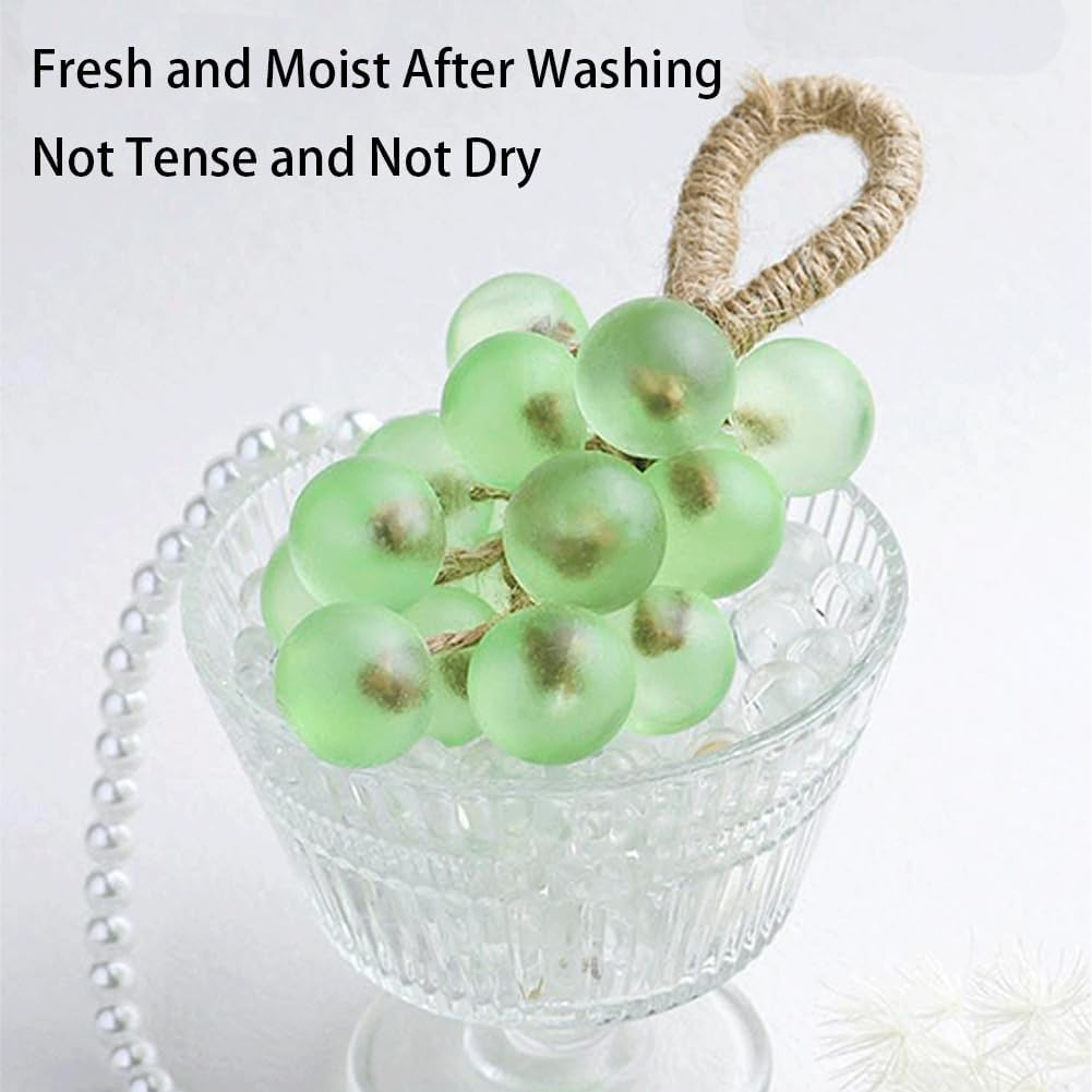 Crystal Grape Soap, Grape Soap on a Rope, Personalized Original Handmade Crystal Grapes Soaps Gentle Cleansing Soaps, Decorative Soapes Bars for Washing Hands Men Women (2 Pcs Green)