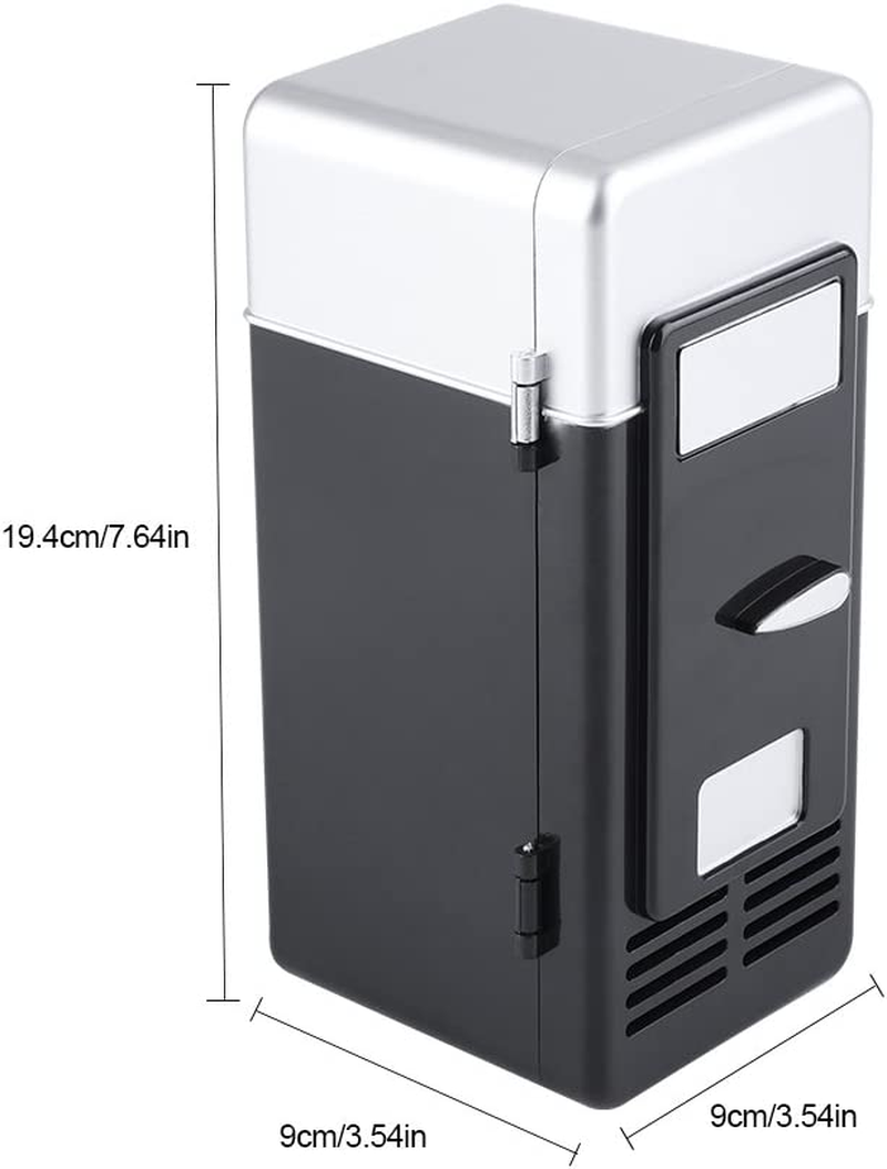 Mini USB Fridge, LED Mini USB Refrigerator for Car, Office and Home (Black)