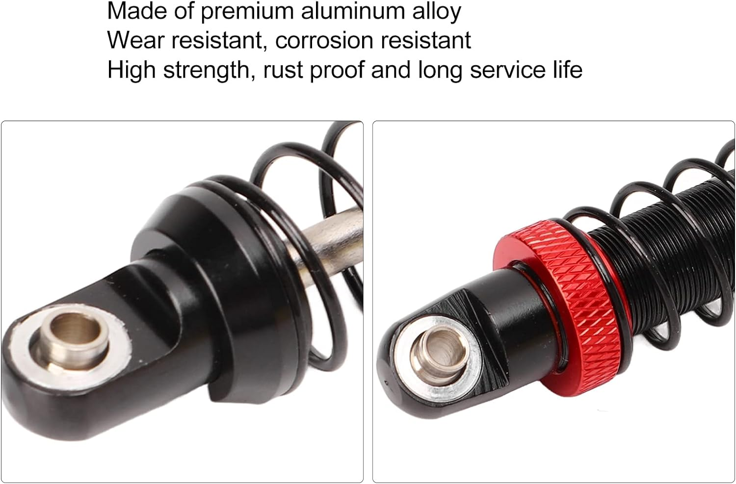 4Pcs RC Shock Absorbers, Aluminum Alloy Adjustable Dual-Spring Oil Damper Set for 1/10 Scale RC Crawler Car, Compatible with SCX10, Cc01(70Mm) image number 6