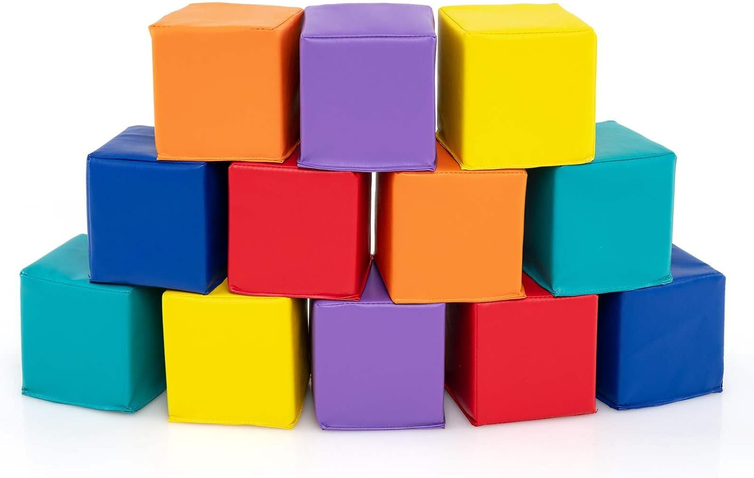 Costway 12 PCS Foam Building Blocks, 14 X 14 X 14 Cm Colorful Climbing Foam Soft Cubes for Kids, Stacking Block Set Throwing Toys for Toddlers image number 2