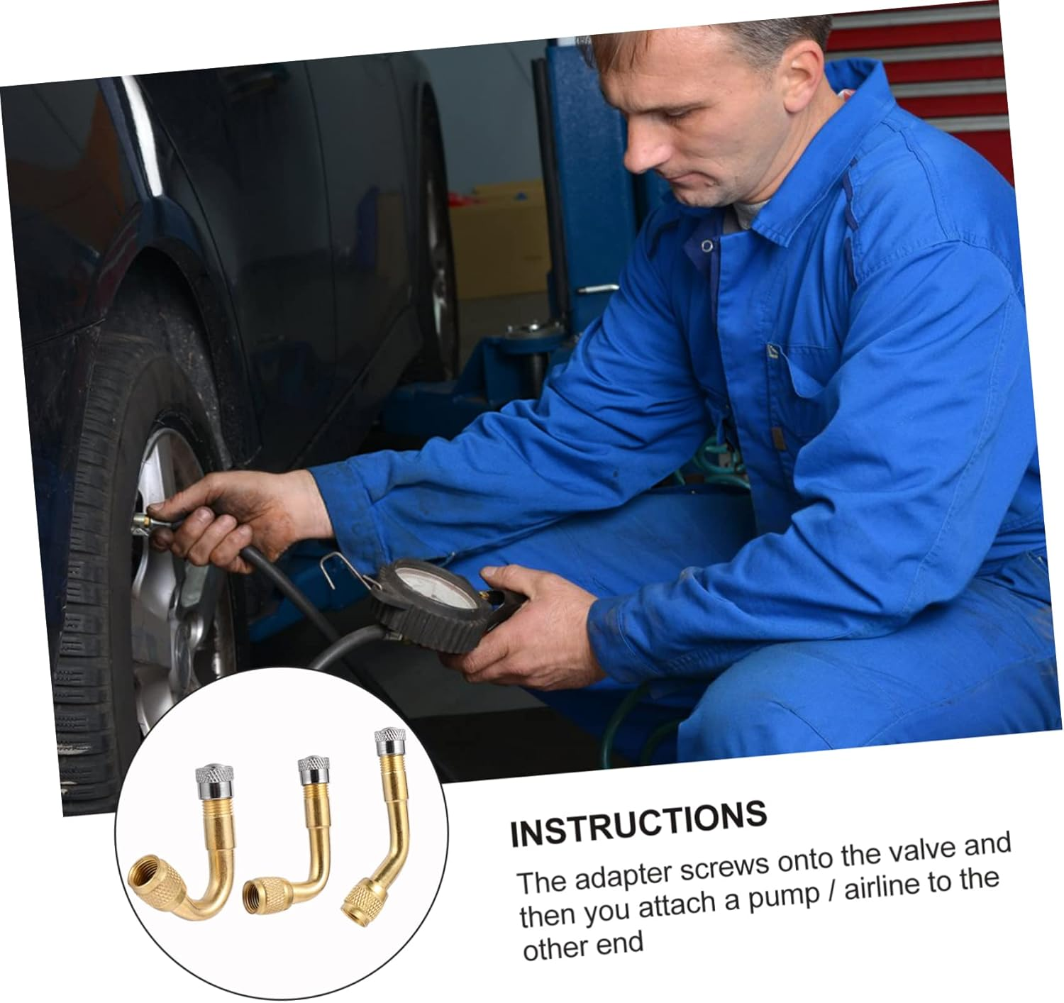 Ciieeo 3 Pcs Copper Motorbike Adaptor Tyre Stem Extension Valve Lengthen Valve Stem Extensions for Motorcycle Car Truck Wheel image number 1