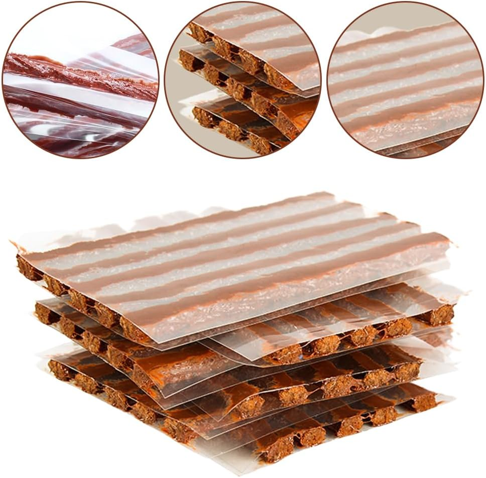100PCS Tire Repair Strips, Vulcanized Rubber Tire Plugs, Instant Flat Fetus Fix Strips, High-Adhesion Vulcanized Rubber for All Vehicles