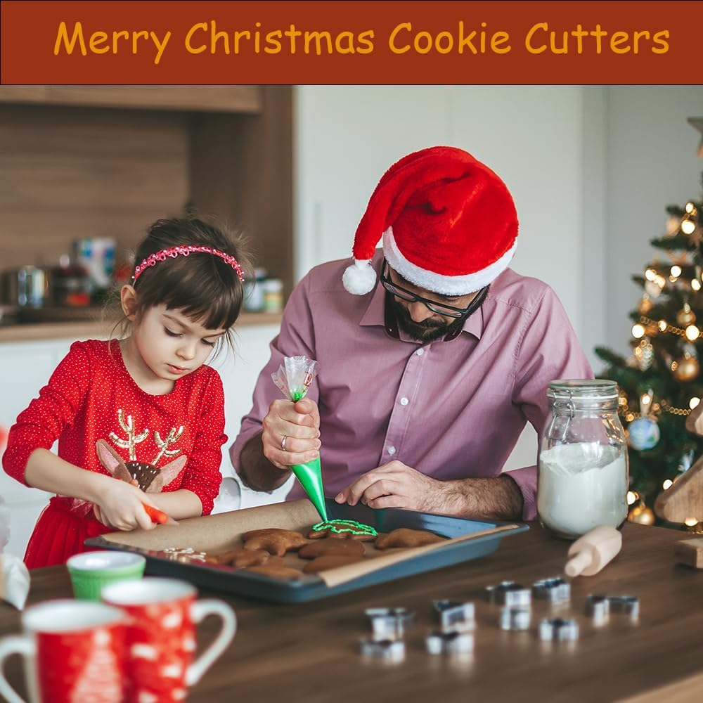 10 Sets Small Christmas Cookie Cutters,Christmas Tree Cookie Cutters for Kids,Christmas Deer, Christmas Socks, Christmas Bells, Christmas Snowman, for DIY Christmas Baking image number 6