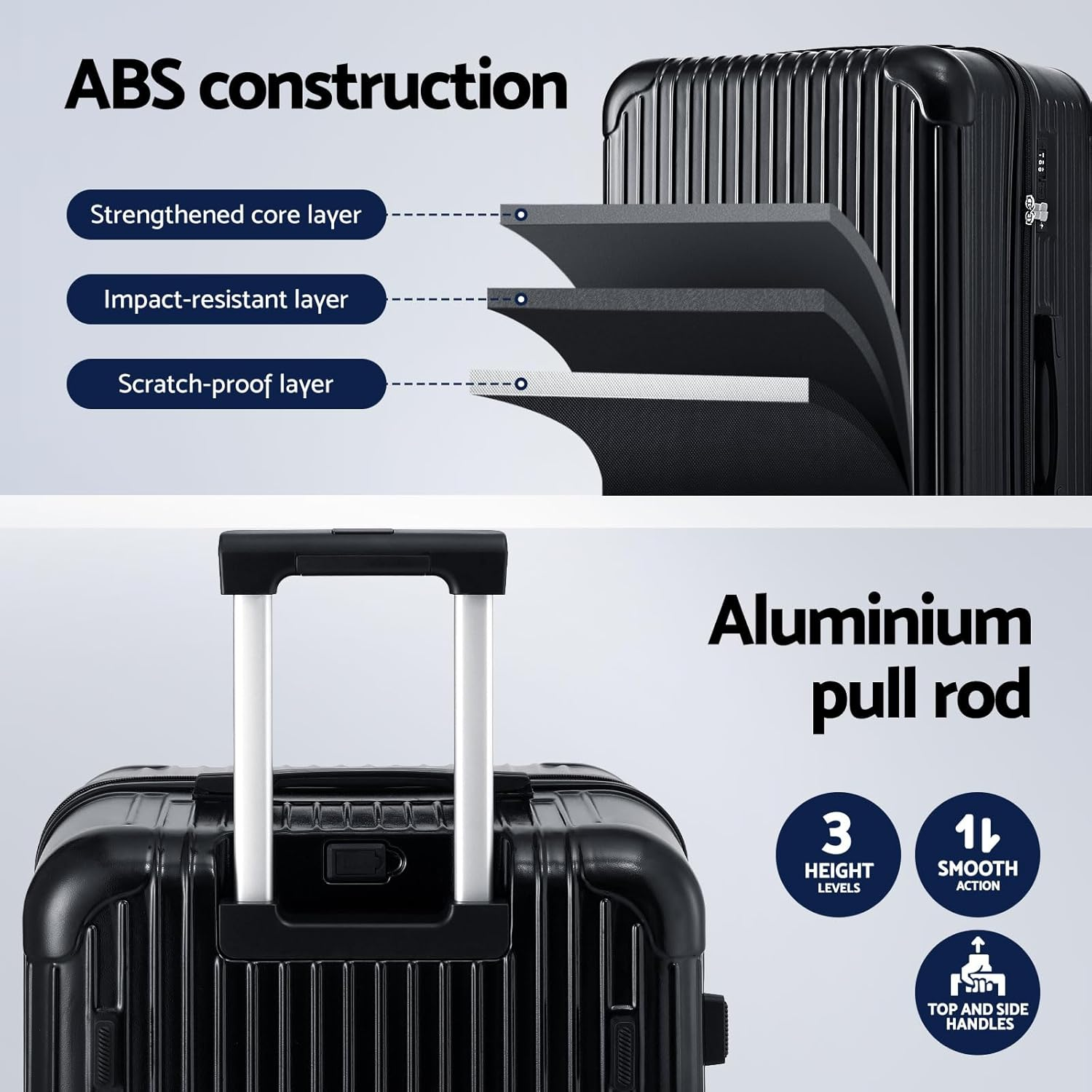 Wanderlite 32'' Trunk Luggage, Suitcase with Larger Capacity, 5 Wheels, Travel Luggage with Usb&Type-C Port, Phone & Cup Holder, TSA Lock, Lightweight Hardshell, Black image number 6