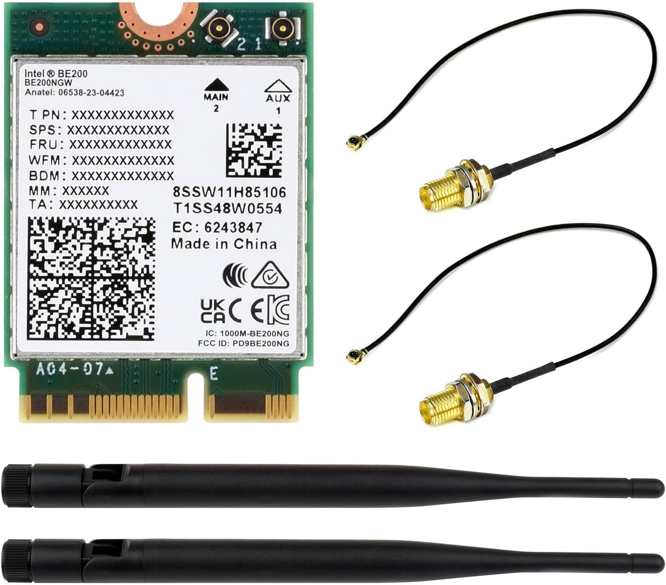 Waveshare Wire-Less BE200 NIC, Gigabit Tri-Band W-F 7, IEEE 802.11A/B/G/N/Ac/Be/Ax Standard, BLT 5.4 image number 3