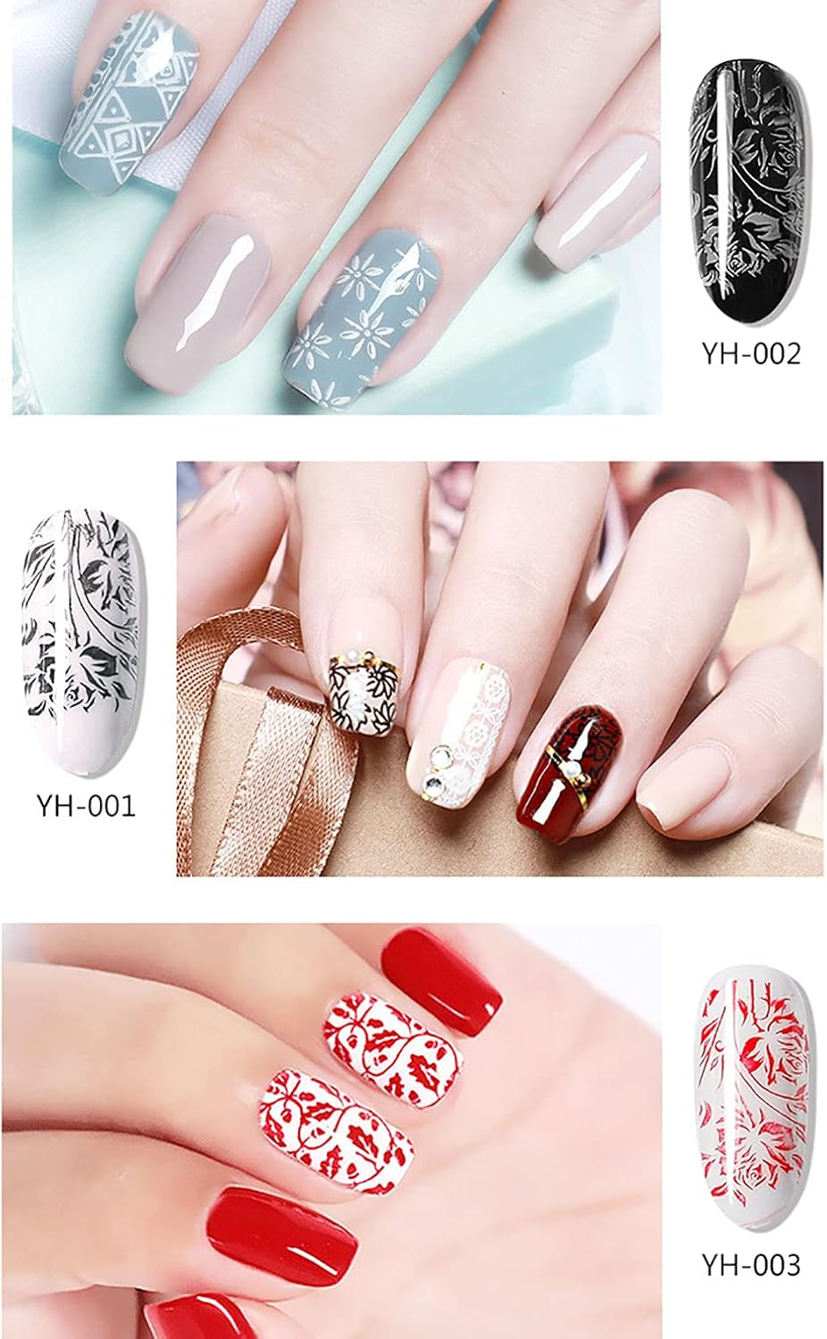 Nail Stamper Kit with Stamping Polish, Nail Stamping Gel Polish Set Nail Print Stamper Tool Nail Stamping Plate Stamp Nail Stamp Polish Gel Paint for Nails Art Printing UV Nail Polish image number 5