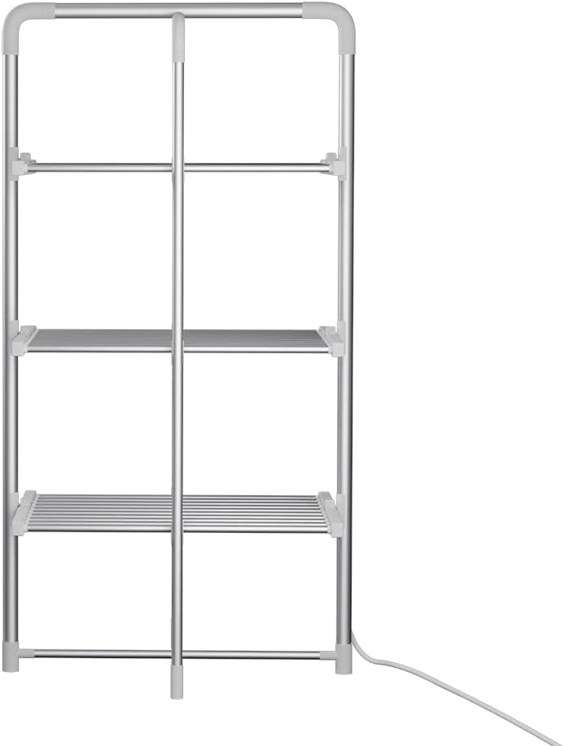 Devanti Heated Towel Rail, Aluminum Electric Towels Rack Warmer Clothes Rails Airer Drying Racks Bathroom Holder Foldable Free Standing Clothe Heater Dryer, 300W 3 Min Warm 40-55&deg;C 30 Rods Silver image number 2