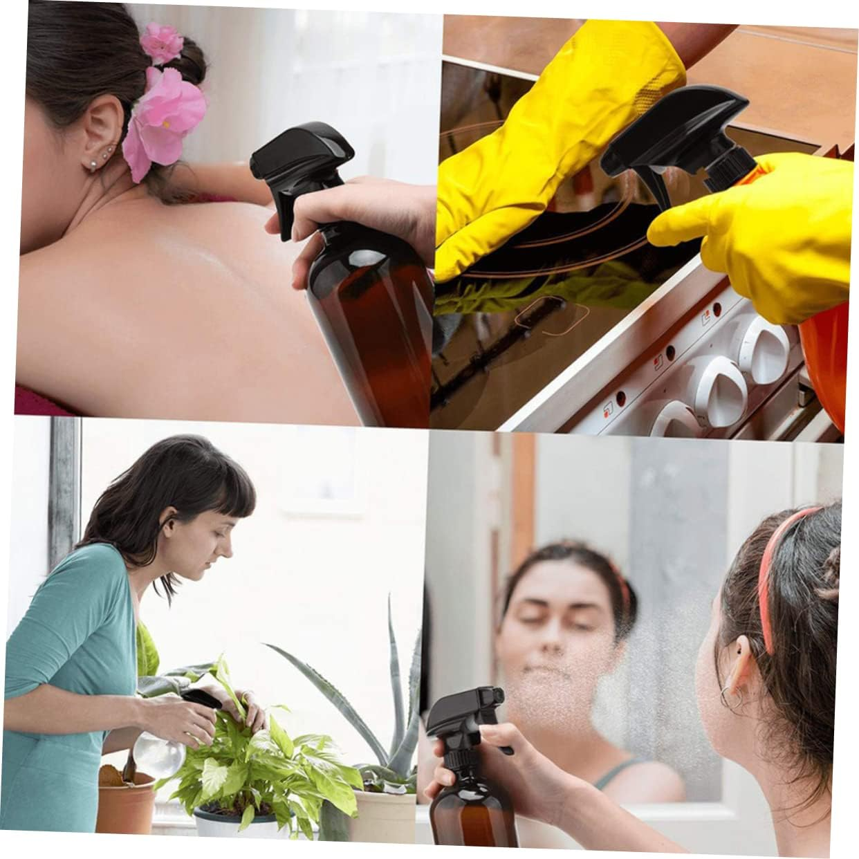 Adjustable 4Pcs Horticultural Watering Sprayer Nozzles 28-Thread Handheld Spray Gun Black, Garden Flower Nozzles Accessories for Indoor Outdoor Plant Watering