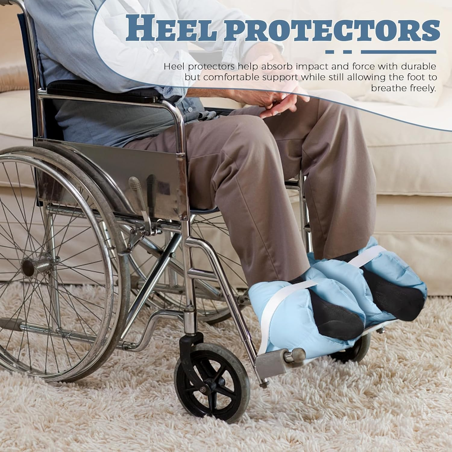 1 Pair Heel Protectors Cushion, Assistive Heel Protectors, Heel Pillows Pads, Foot Boot for Injuries for Pressure Sores, Heel Cushion Protector Pillow to Relieve Pressure image number 3