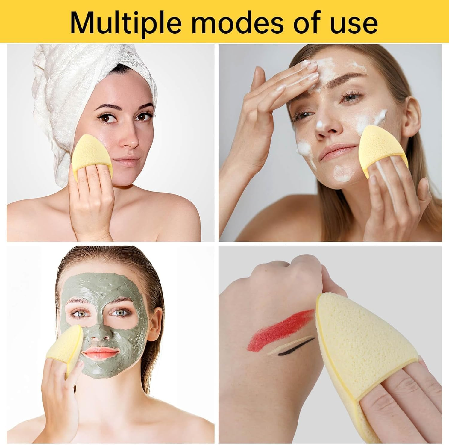 5Pcs Facial Sponges Set, Cleansing Puff, Colorful Facial Sponges for Face Wash, Reusable Makeup Remover Exfoliating Pads for Daily Cleansing (Color Mixing) image number 5