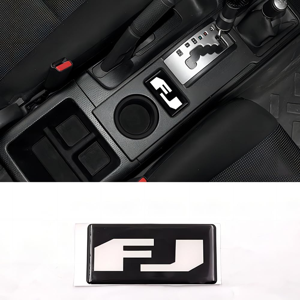 Aosseiye White Car Interior Crystal Stickers for Toyota FJ Cruiser 2007-2024 Center Console Gear Shift Panel Cover Stickers FJ Logo Patch Interior Accessories