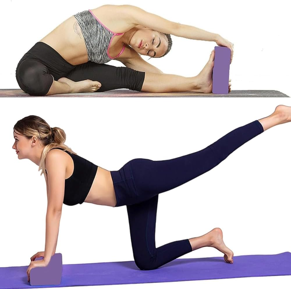 Poemtian Yoga Block High Density EVA Foam Blocks Non-Slip Surface Yoga Bolster Yoga Bricks Pilates Workout Blocks, Stretching, Stability High-Density Brick Stretch Blocks, Fitness Accessories