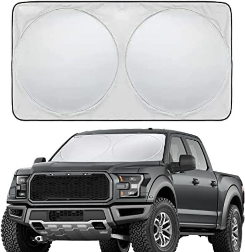 Maro WS-CXL Car Windshield Sun Shade with Storage Pouch and Steering Wheel Cover, Car Sun Visor, Xlarge Size 167 X 92.5Cm