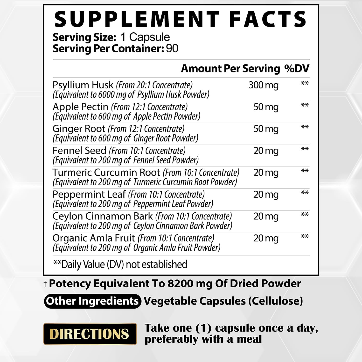 Fibre Supplement - Psyllium Husk Extract Capsules - 3 Month Supply - Blended with Apple Pectin, Ginger, Fennel, Turmeric, Peppermint, Cinnamon, Amla - Support Digestive & Immune Health image number 6