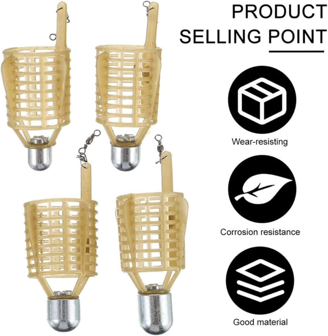 AIMALL 4PCS Feeder Bait Cage - ABS and Iron Material, Rugged Mesh Design, European Carp Fishing Accessories, Bait Load Feeder image number 1