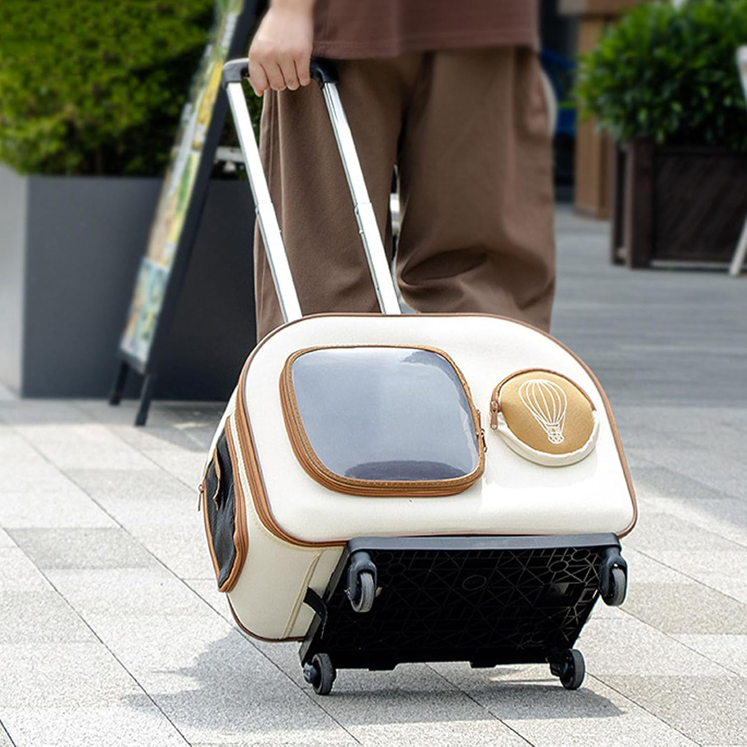 Cat Carrier with Wheels, 12.5KG Silent Pet Trolley Case, Breathable Portable Wheeled Pet Backpack, for Travel Hiking Camping image number 3