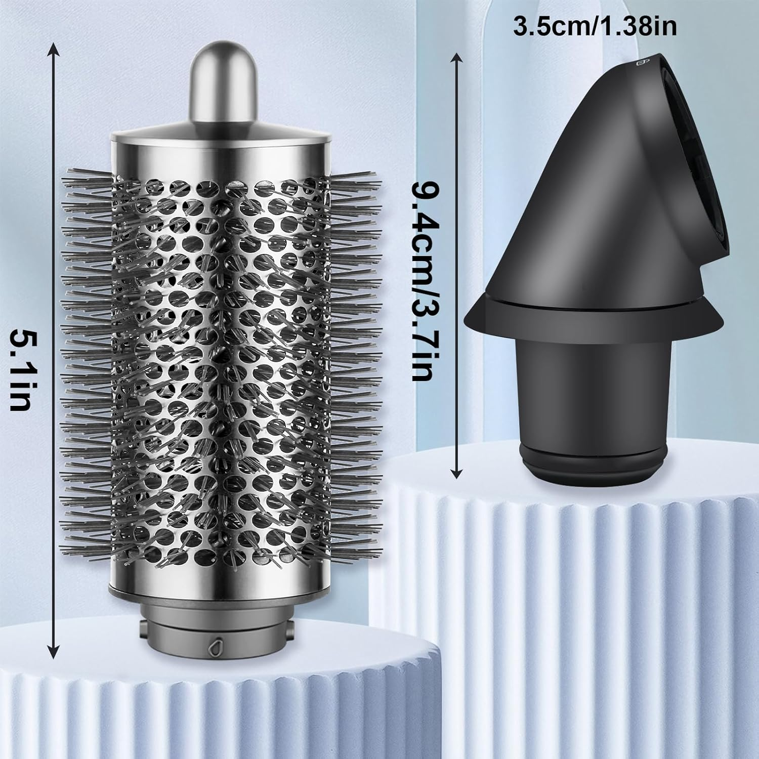 PUREGUST Upgraded Large round Brush Attachment for Dyson Hair Dryer Jumbo Bigger Oval round Volumizing Brush Accessories,Gery image number 6