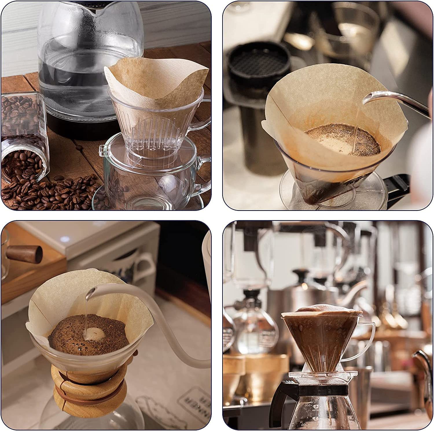 100 Pcs Coffee Filter Papers, 7.5X4.3 Inch Coffee Filter Bags Size 04 Disposable Coffee Filters Natural Unbleached Cone Filter Papers for Coffee Dripper & Pour over Coffee Maker - White image number 4