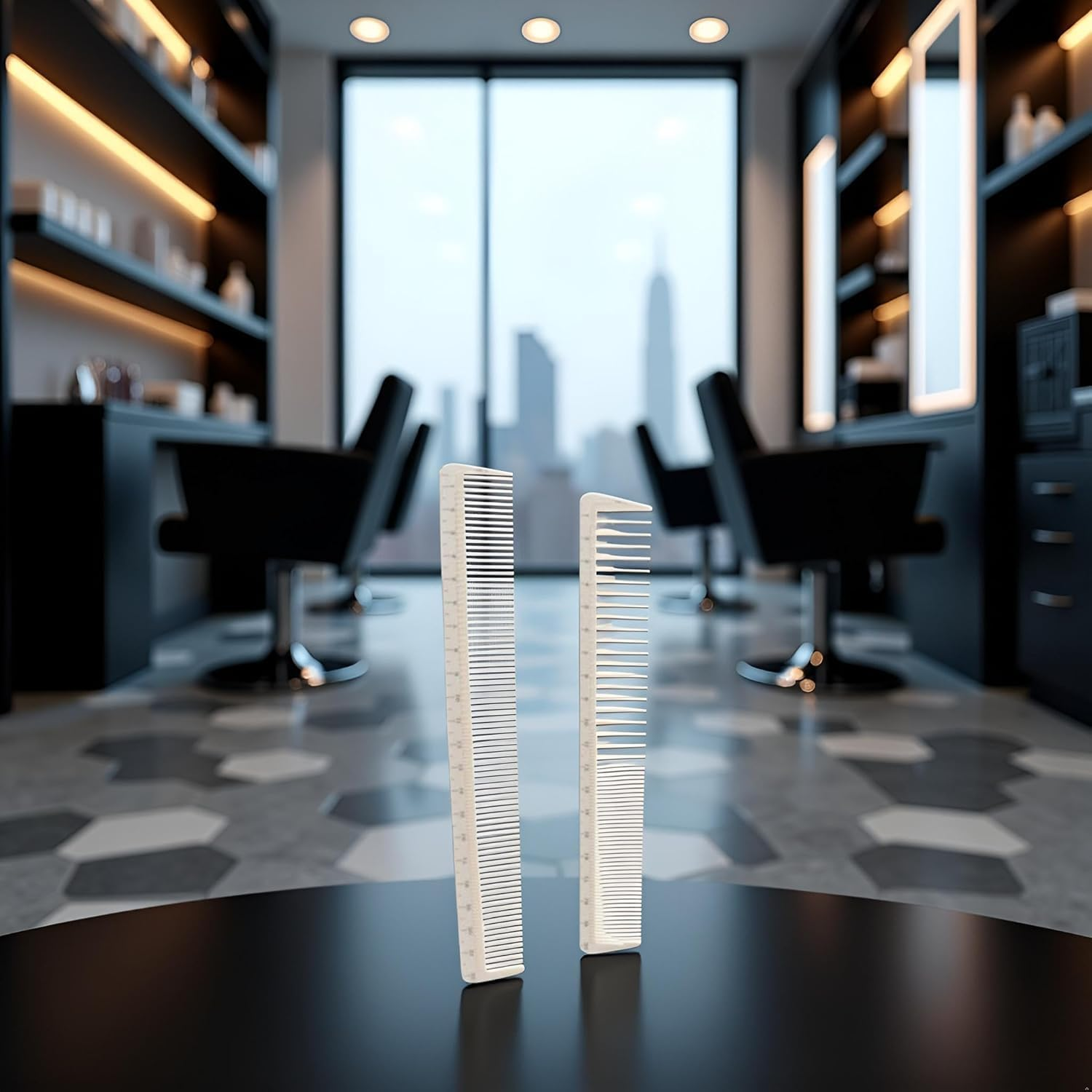 2Pcs White Professional Hair Cutting Combs Set, Salon Hair Styling Measure Combs, anti Hairdressing Barber Styling Tools and Appliances image number 4