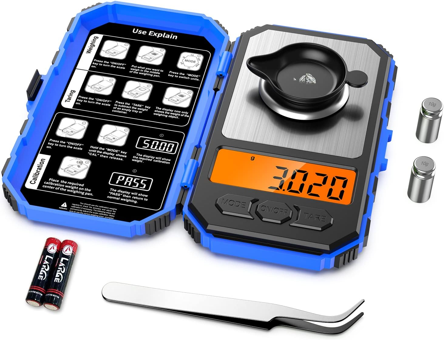 ORIA Digital Pocket Scale, 50G/0.001G Professional Milligram Scale, Portable Kitchen Scale with 6 Units, Calibration Weight, Backlight, Tare Function, Mini Scale for Food,Tablets, Jewelry -Orange